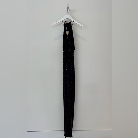 MICHAEL KORS STUNNING BLACK SEQUINS MAXI HALTER DRESS SIZE US 8 NWTS! - Picture 5 of 8